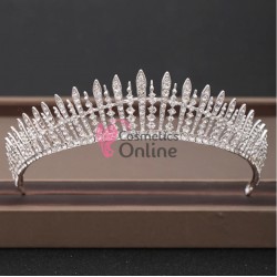 Coroana cu Cristale CR019AA pentru mirese Argintie